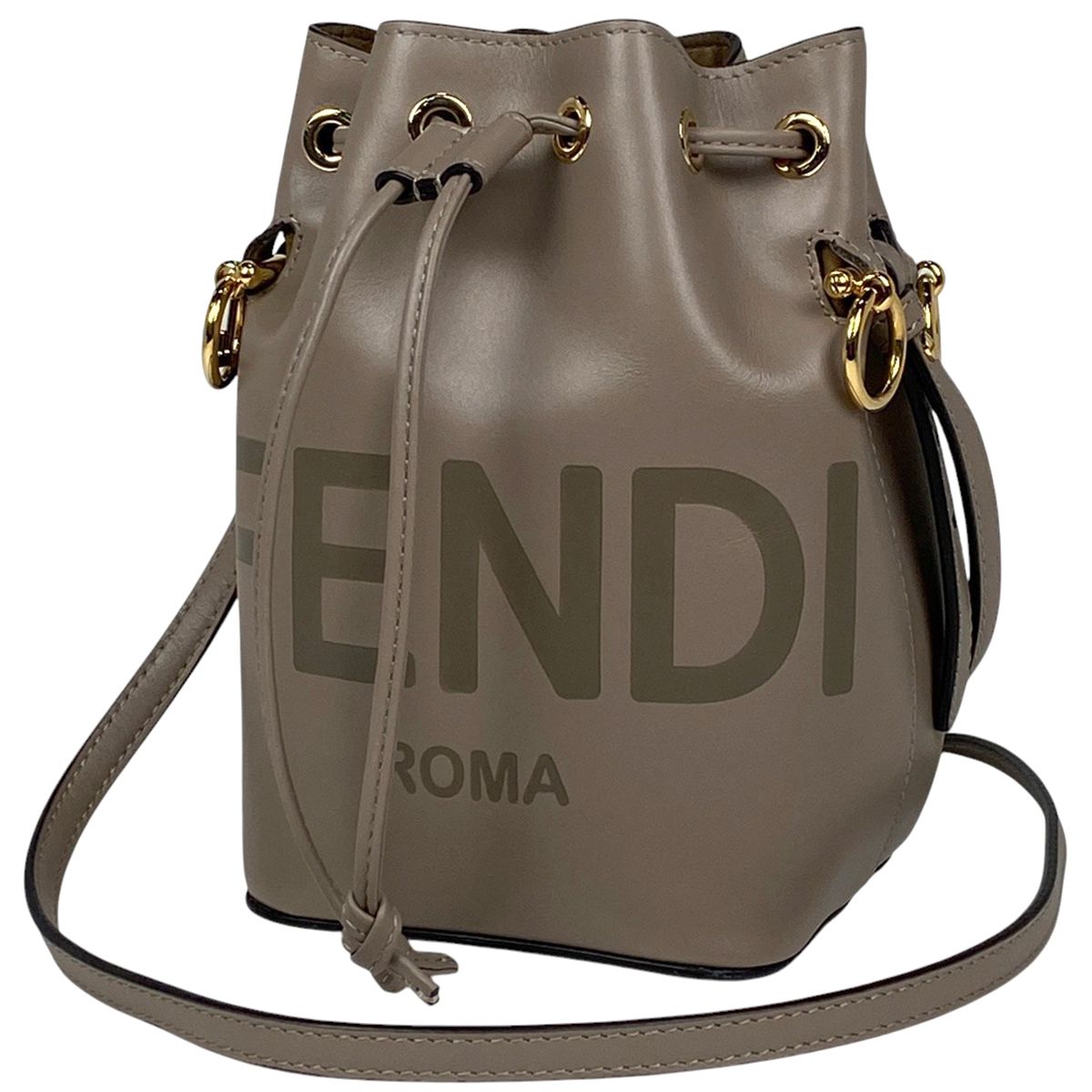 フェンディ FENDI モン トレゾール ミニ ショルダーバッグ 巾着型 ロゴ ショルダーバッグ レザー ベージュ 8BS010 レディース 【中古】  - メルカリ