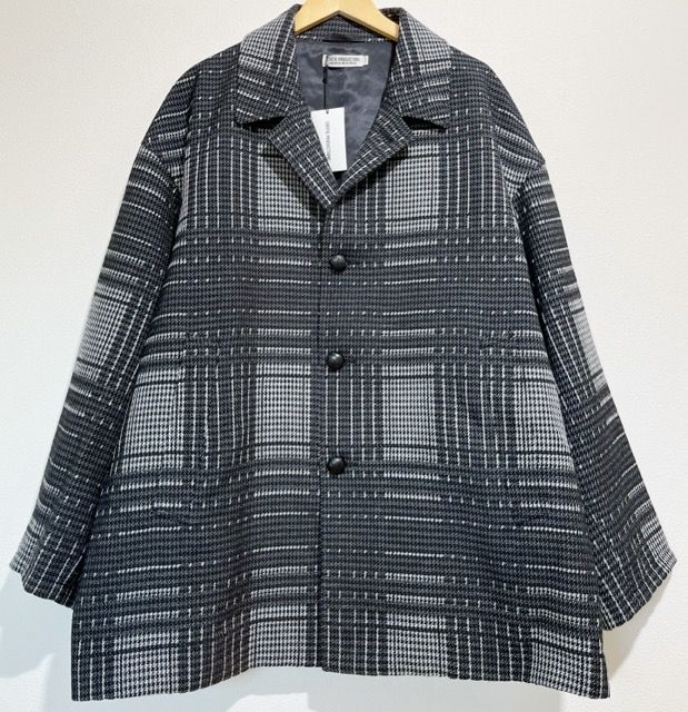 COOTIE PRODUCTIONS/Jacquard Check Wool Short Chester Coat