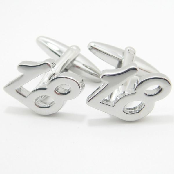 あなたもエース? ナンバー18のシルバーカフス カフスボタン カフリンクス cufflinks cuffs メンズ 男性 結婚式 ユニーク おもしろ 面白 面白い シルバー スーツアクセサリー専門店 父の日 ギフト