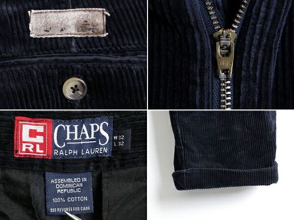 90s オールド □ CHAPS チャップス ラルフローレン 2タック 中細畝