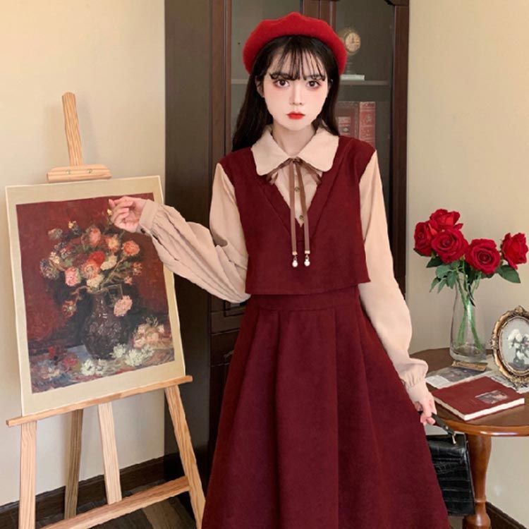 ワンピース セーラーディティールフレアワンピース 秋服 冬服 riendaの