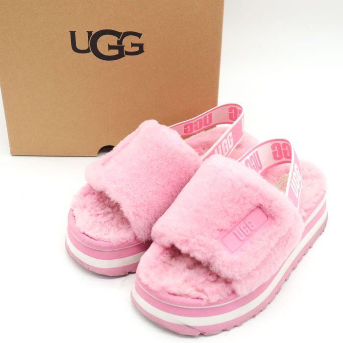 美品アグuggオーイヤーバックストラップサンダル39ピンク25cm 24.5