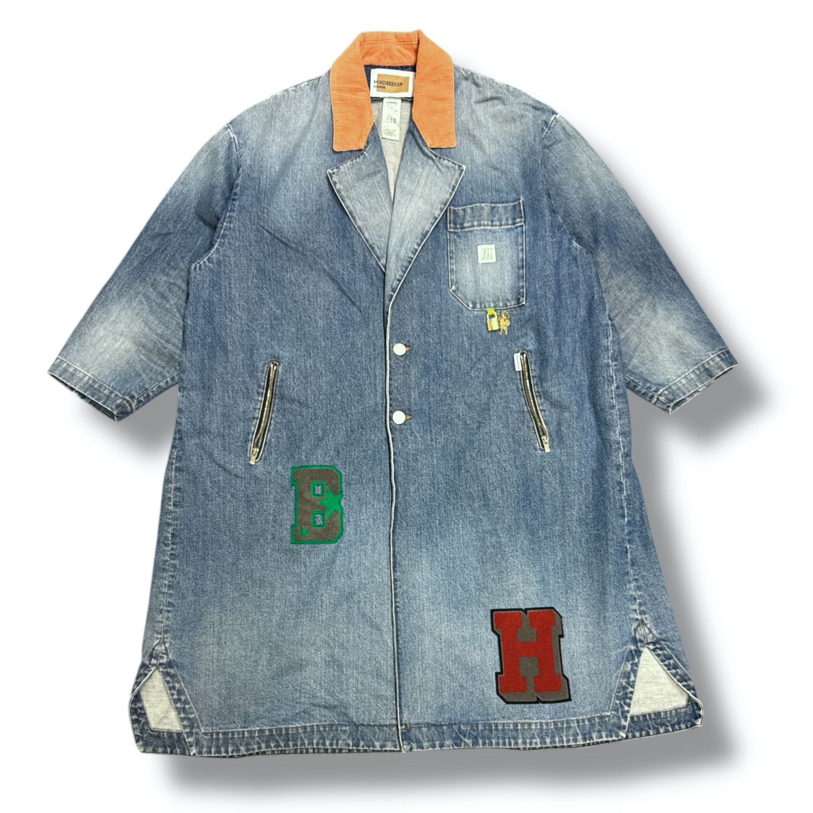 参考上代165000円 mindseeker EMB DENIM COAT デニムコート ジャケット マインドシーカー MS-211-001 インディゴ 48 89857A7