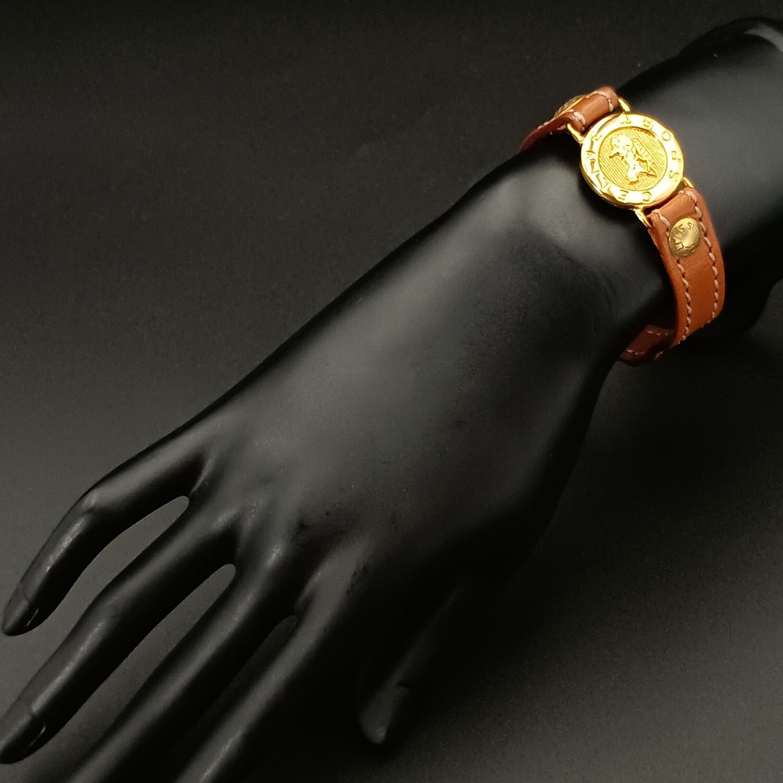 CELINE セリーヌ レザーブレスレット 馬車 ゴールド ヴィンテージ