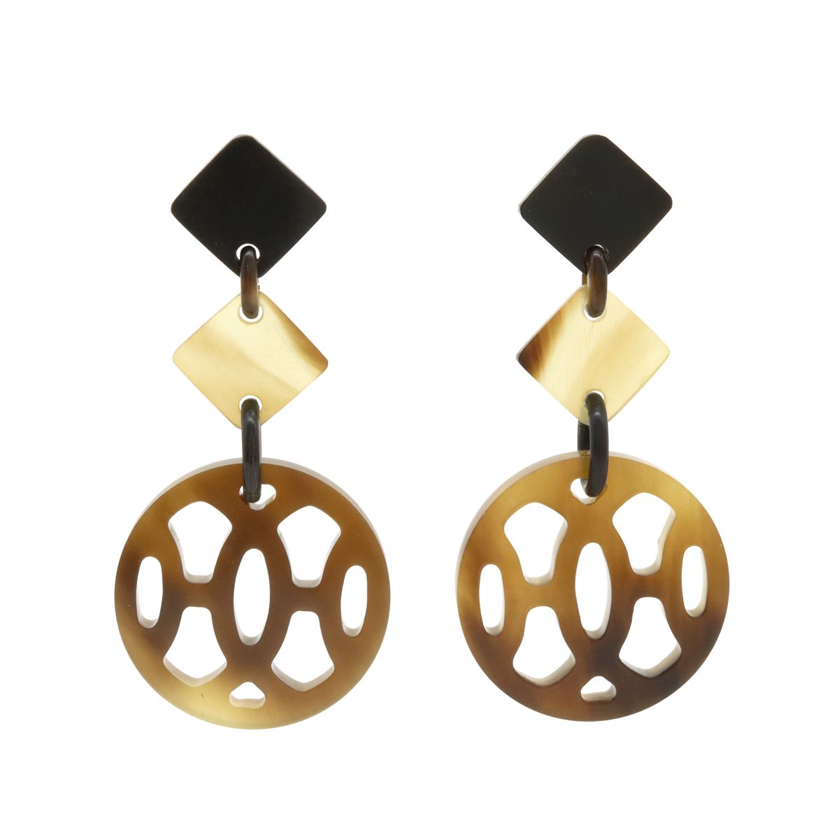 HERMES エルメス アヴァ ピアス バッファローホーン ブラウン系マルチ  