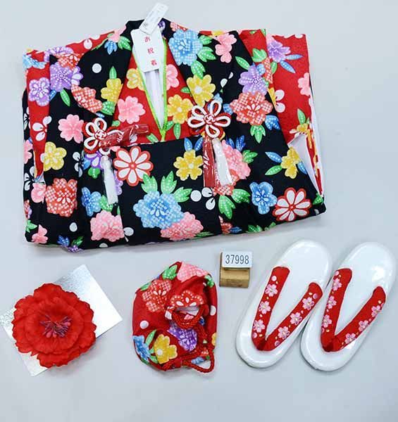七五三 三歳 女児 被布着物フルセット 百花繚乱 半衿付き NO37998 七五三 三歳 女児 被布着物フルセット 百花繚乱 半衿付き