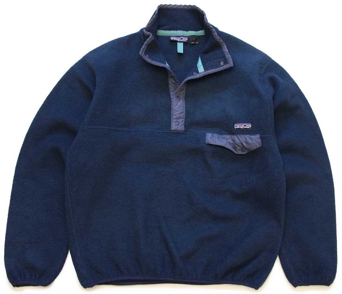 90s patagoniaパタゴニア フリース スナップT 紺 Sオールド ビンテージ アウトドア プルオーバー シンチラ Rマーク