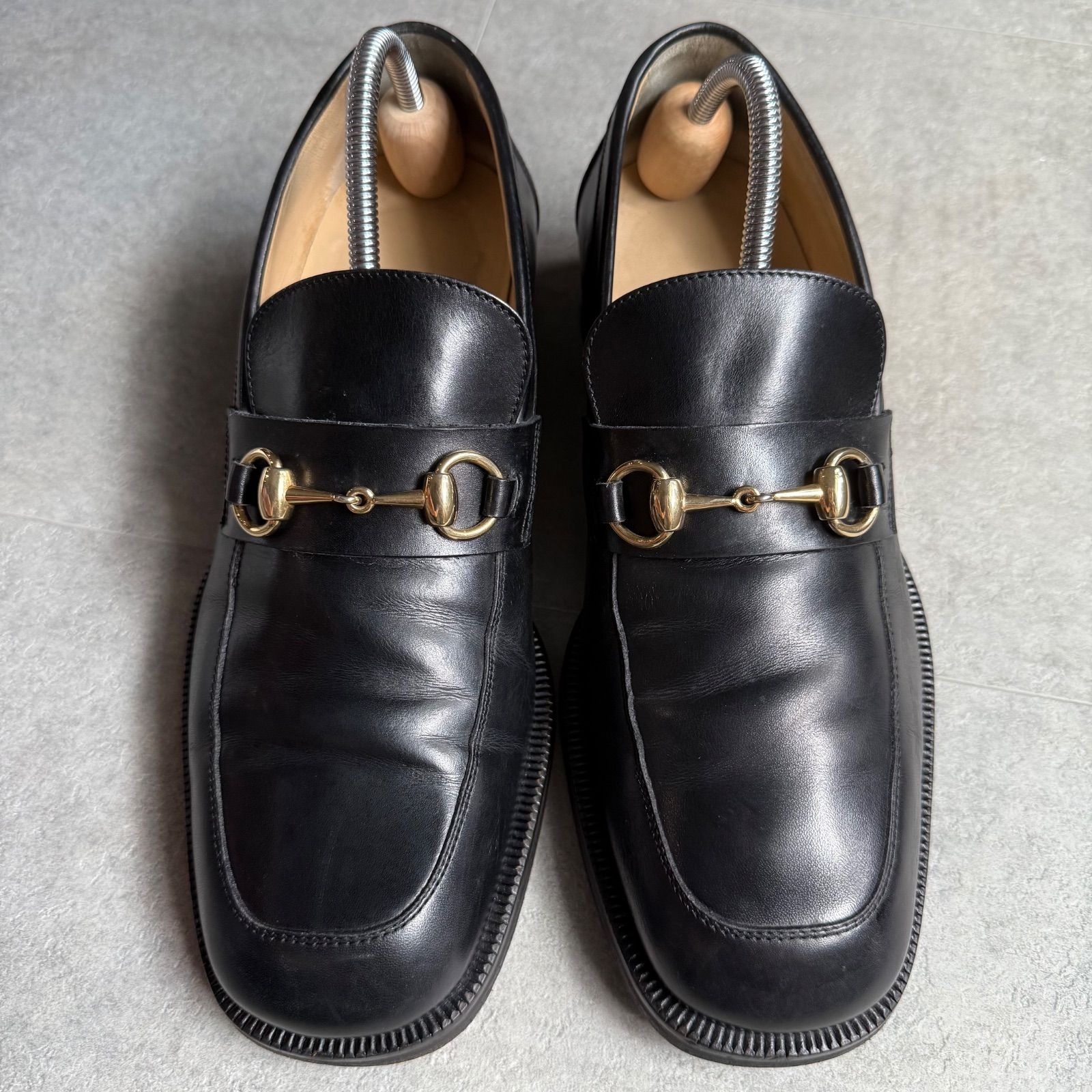 美品 GUCCI グッチ ホースビットローファー スクエアトゥー ブラック
