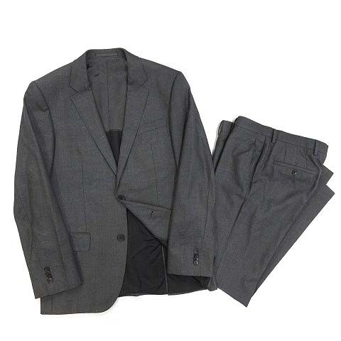 ヒューゴボス HUGO BOSS シルク ウール スーツ セットアップ 2B テーラード ジャケット パンツ グレー 44 Huge3|Genius2
