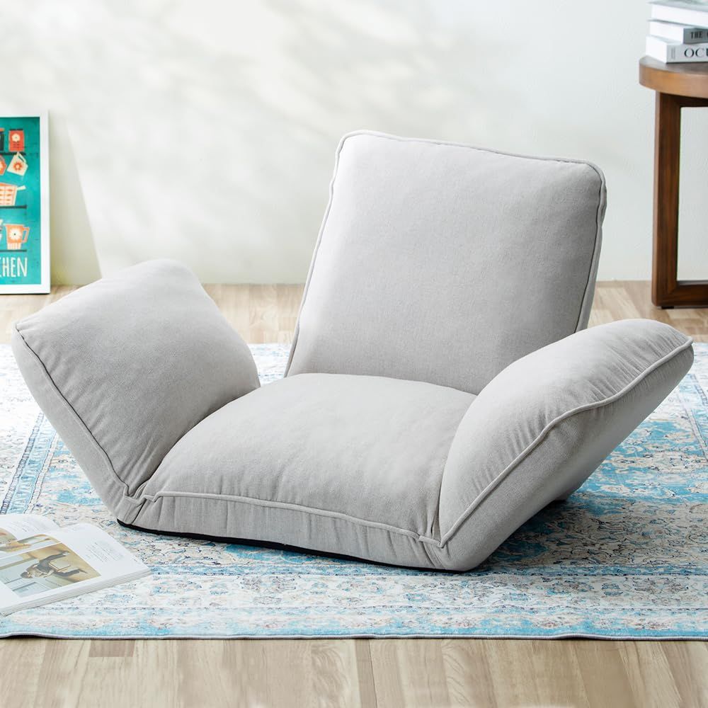 アイリスプラザ リクライニグソファ 座椅子 1人掛け 幅 69×奥行き57×高さ57cm ソファ AMENO CG-JD-138-1P LGY ライトグレー