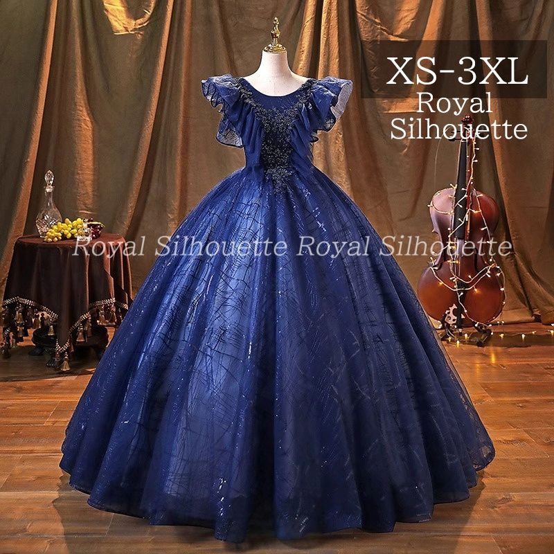 パーティードレス ナイトドレス ノースリーブ ネイビー 結婚式 大きいサイズ 謝恩会 XS S M L XL LL 2XL XXL 3XL XXXL パーティー 姫系 発表会 プリンセス フェミニン 豪華 プリーツ