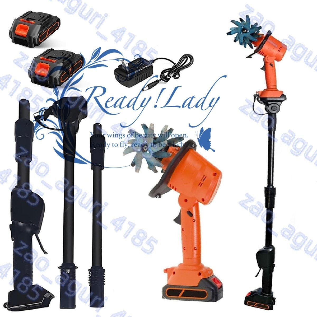 充電式リチウムバッテリーと望遠鏡ポール 電動コードレスティラー栽培装置 10cmの作業深度 10cmの耕作幅 土壌ティラーロタビーター