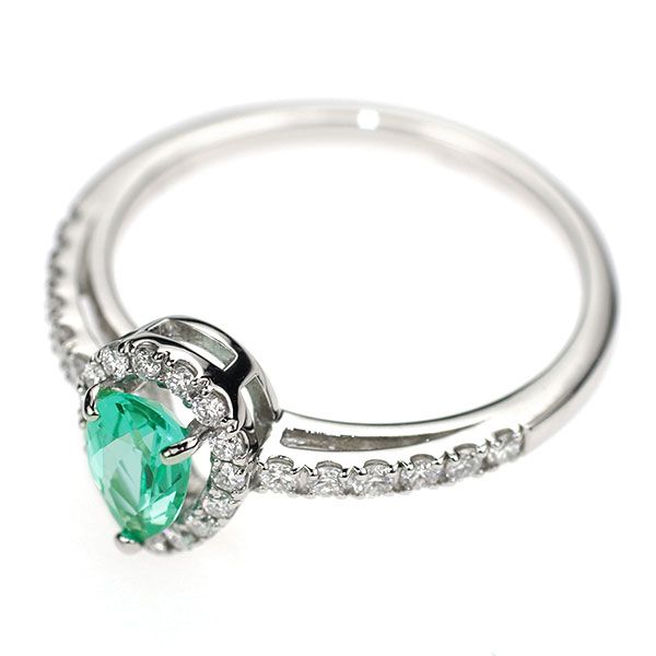 新品 Pt950 ブラジル産パライバ トルマリン ダイヤモンド リング 0.45