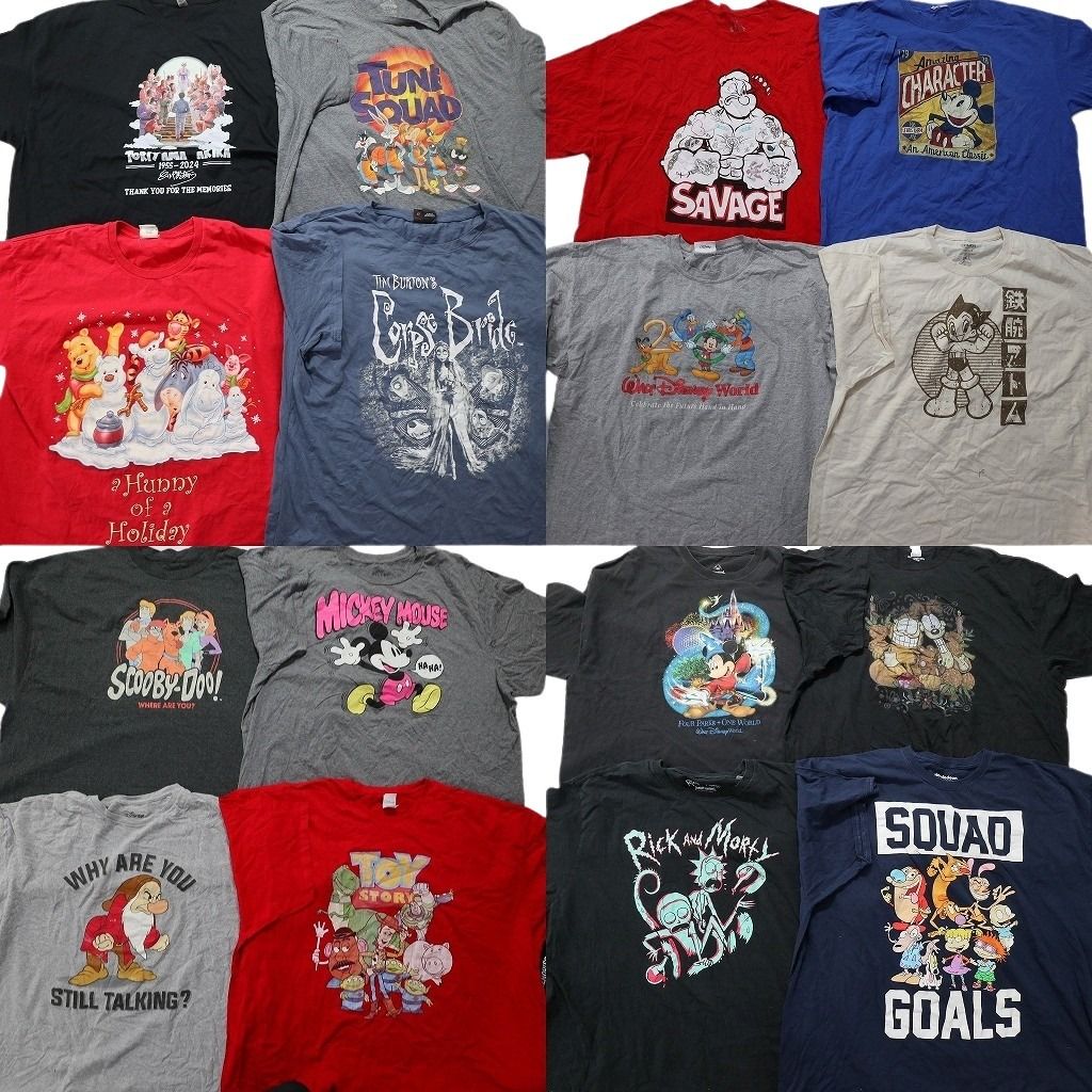 古着卸 キャラクター 半袖Tシャツ 16枚セット メンズ 3XL |4XL |5XL トゥーンスクワッド トイストーリー 古着 NA1391