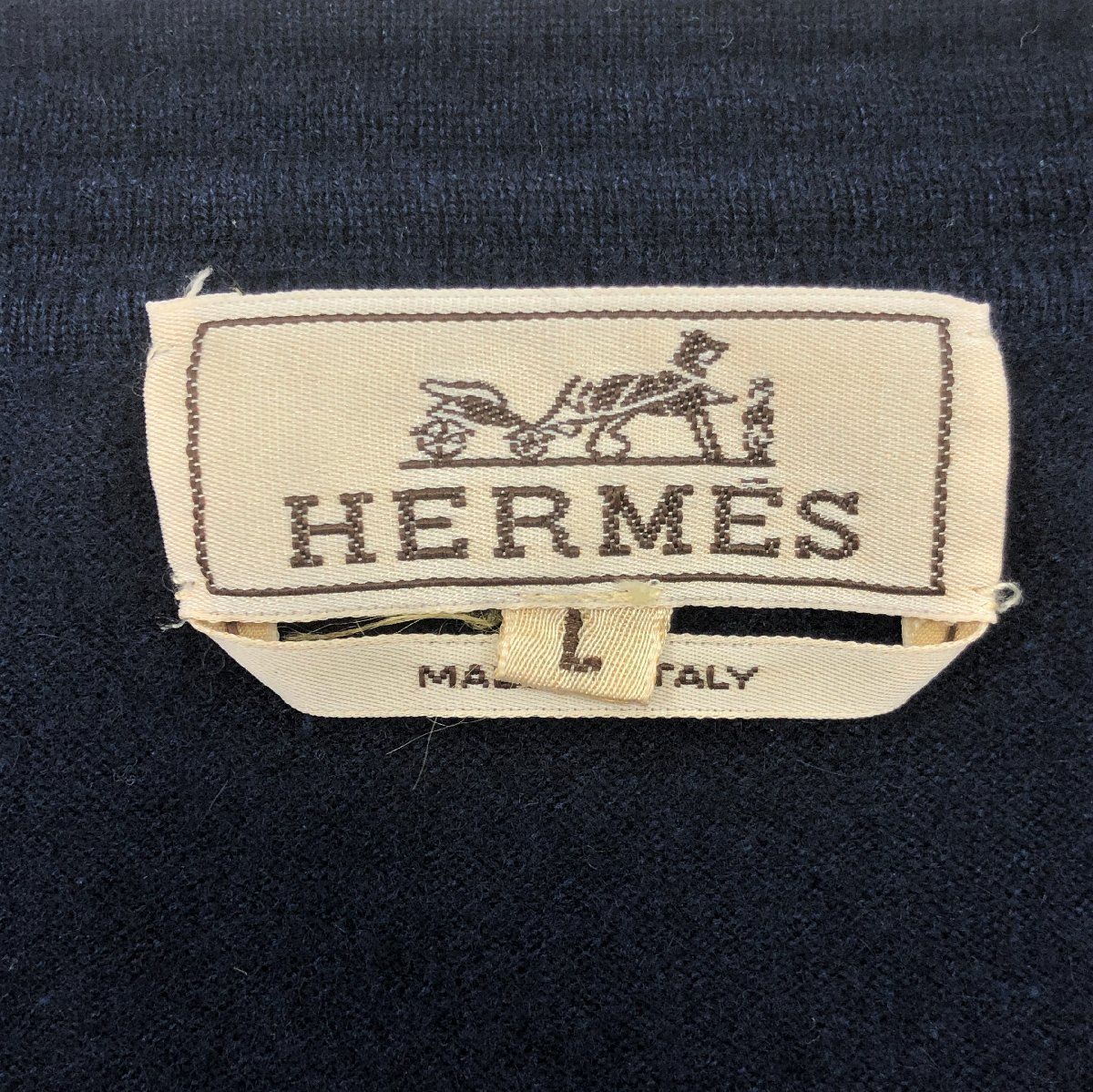HERMES エルメス ニット セーター カシミヤ ウール シルク ライン V 