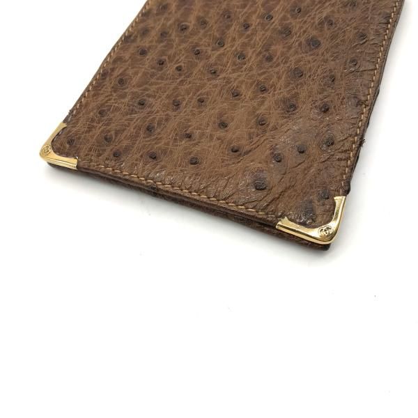 GUCCI グッチ オーストリッチ ヴィンテージ 二つ折り 財布 茶色 良品  