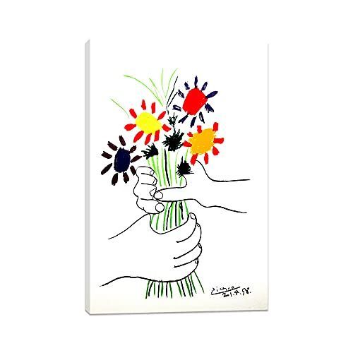 メルカリshops 即日発送 ピカソ 花束を持つ手 絵画 インテリア 装飾画 木枠セット 部屋飾