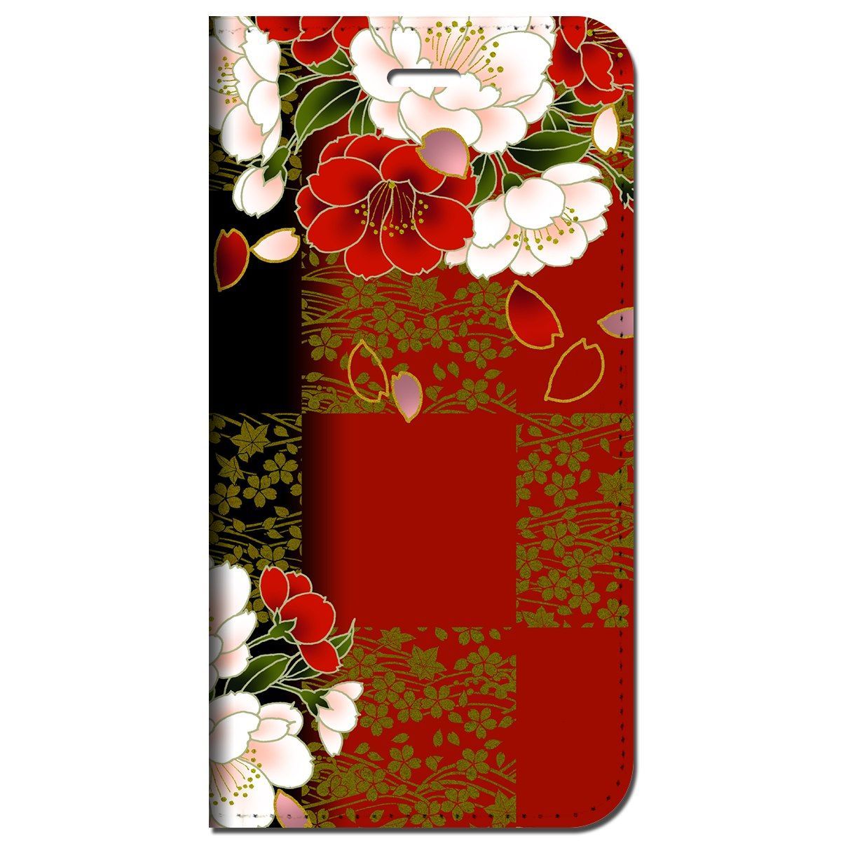 iPhone14 他 手帳型 ケース 朱桜  iPhone SE 8 13 12 他 iPhone各機種対応可能 スマホケース  2c