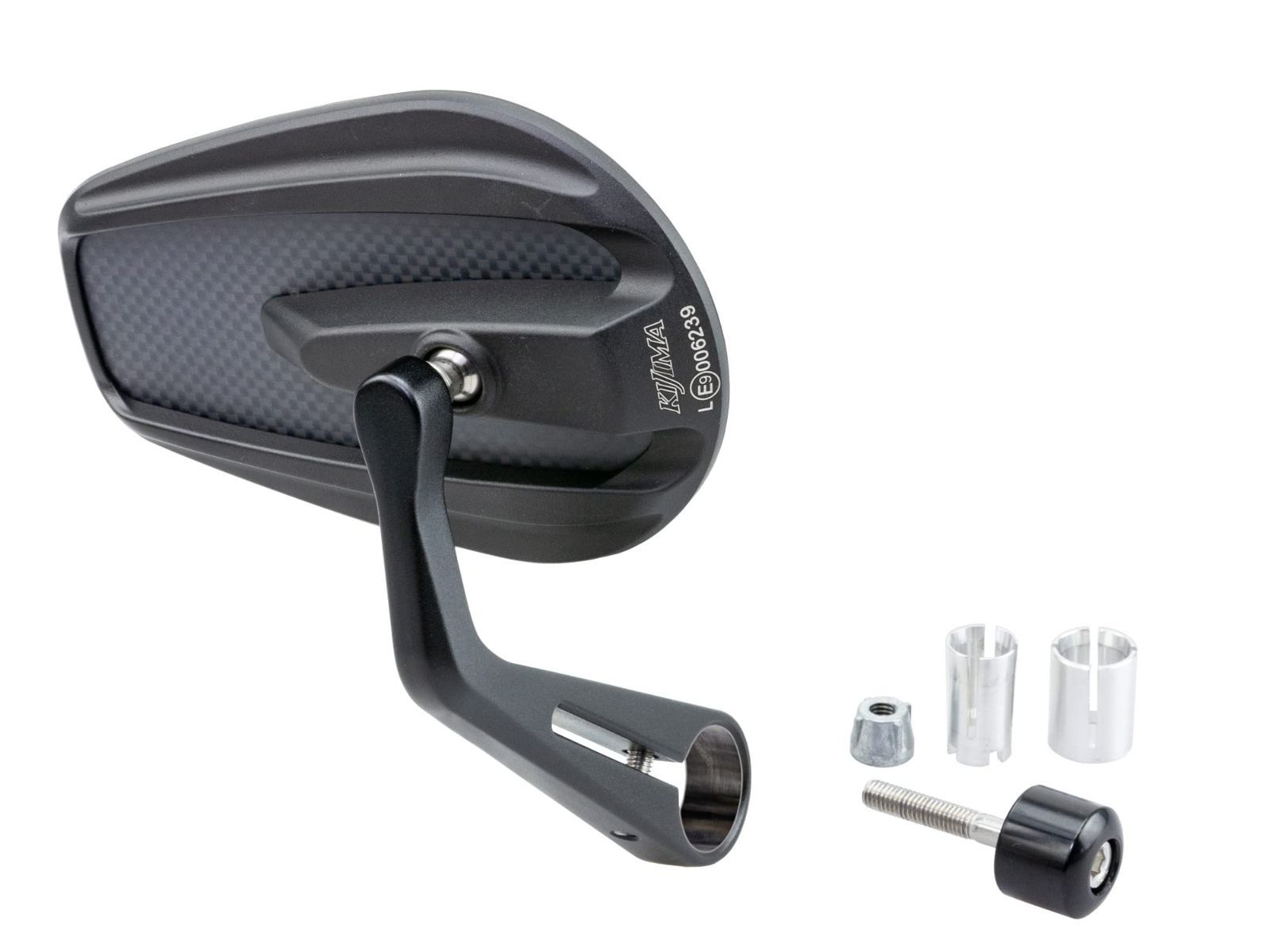 キジマ Kijima バイクパーツ ミラー TECH 11 オーバルエッジ バーエンドマウント アルミ製 左右兼用 ECE認証取得済み 汎用 1本入り ブラック カーボン 203 8094