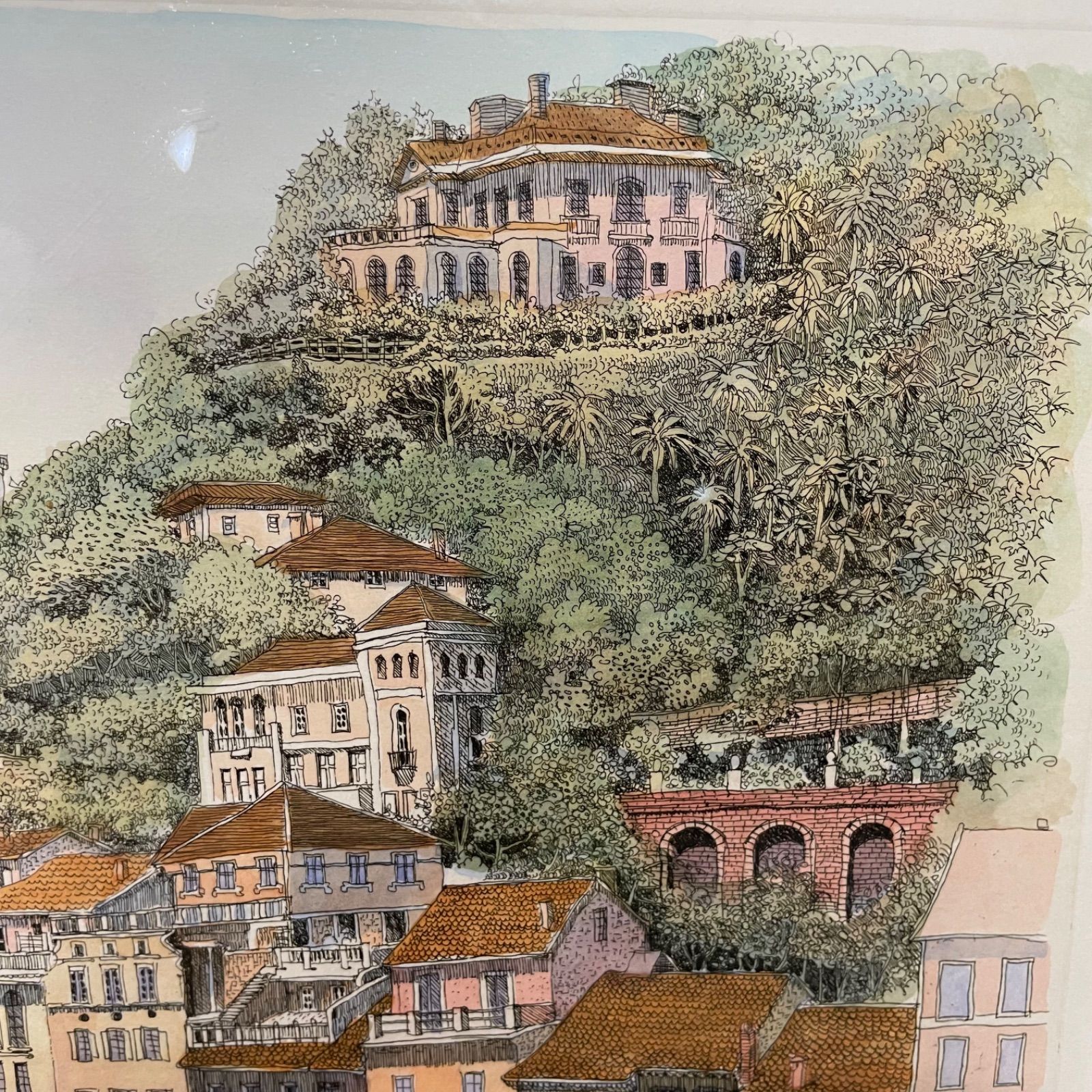 真作】版画 織田義郎 リトグラフ ポルトフィーノ 人気画家 名品