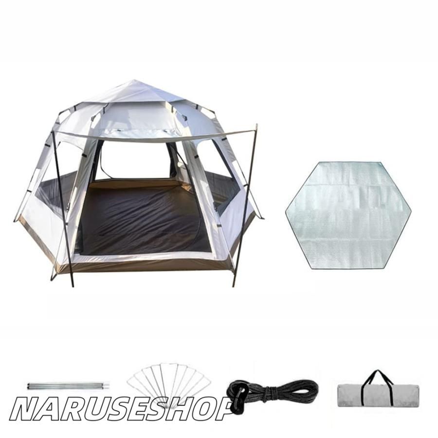 キャンプテント5-8人用 UPF50 テント ワンタッチテント キャンプテント 軽量 通気性 二重層 UV防止 防風 防水 収納バッグ付き キャンプ用