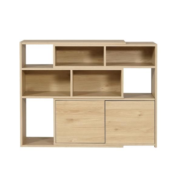 本棚 伸縮ラック オープンシェルフ 3段 飾り棚 幅80-158cm 高さ80cm 奥行30cm サイドボード リビング収納 薄型 木製 棚 収納棚 キッチン収納 キャビネット MARWIL-DEMENAGEMENTS_CH