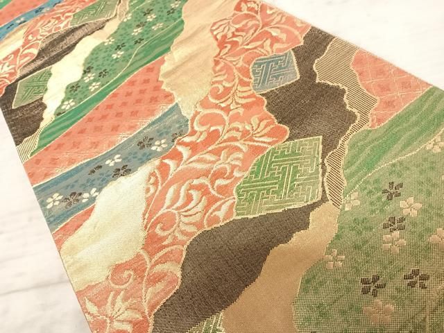 平和屋着物◎佐賀錦 六通柄袋帯 道長花文 金糸 正絹 逸品
