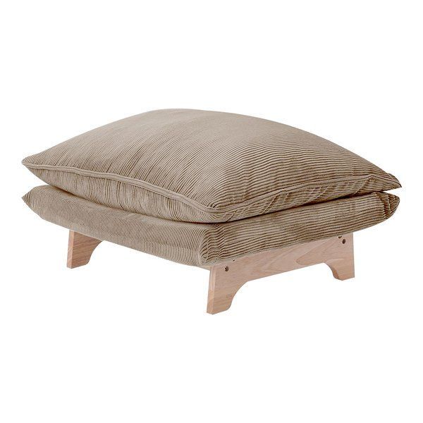 脚付きリクライニングローソファ オットマンセット コーデュロイベージュ 代引不可