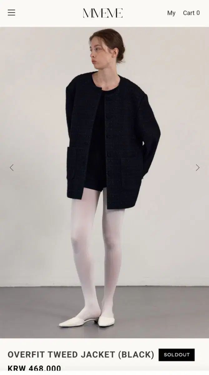 ミメメ オーバーサイズ ツイードジャケット ブラック