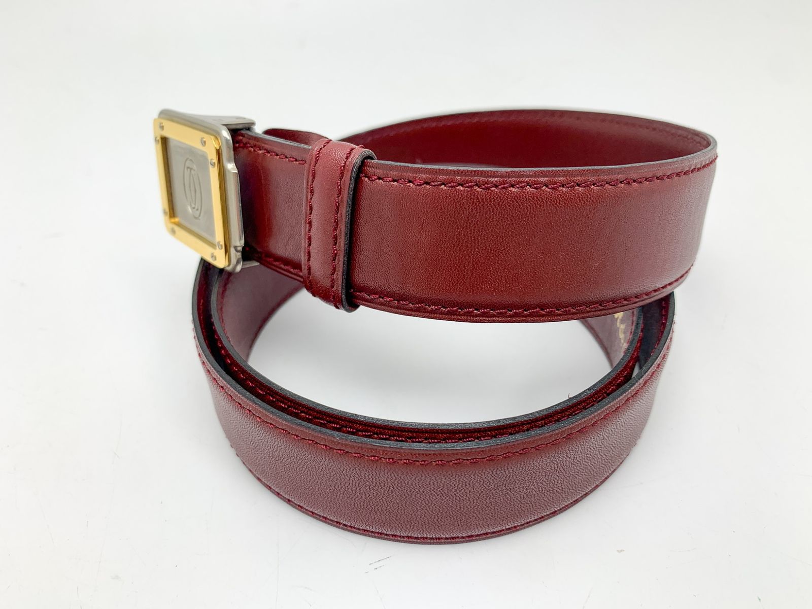 Cartier カルティエ ワインレッド レザー ベルト Cartier カルティエ ベルト 最大〇cm カット可 マスト