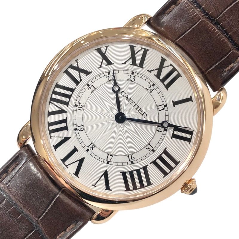 カルティエ Cartier ロンド ルイ カルティエ XL W6801004 シルバー  K18PG/革ベルト 手巻き メンズ 腕時計