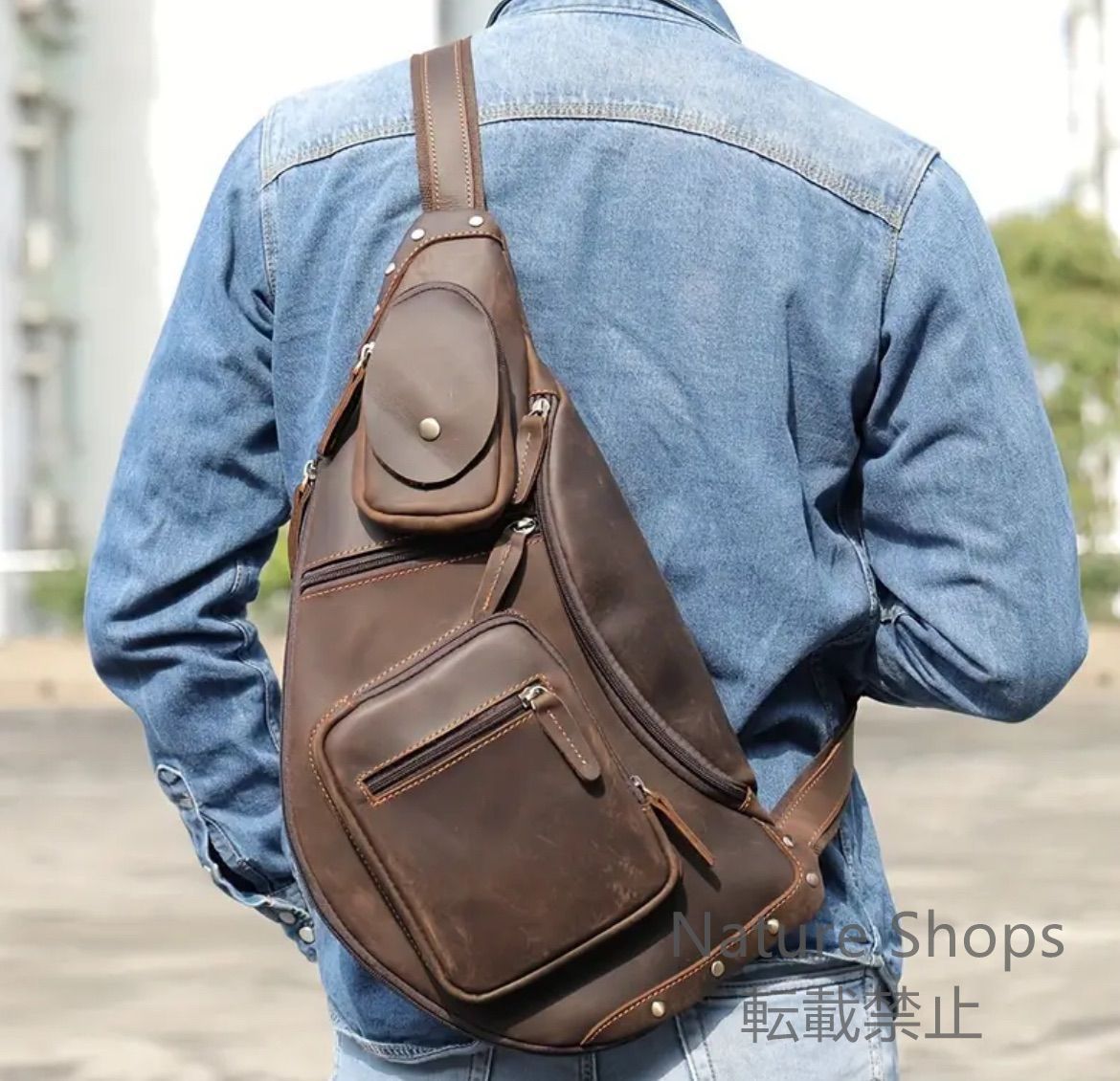 Whatna アンティーク風合い鞣し天 然 牛 革 ワンショルダーメンズ 3way