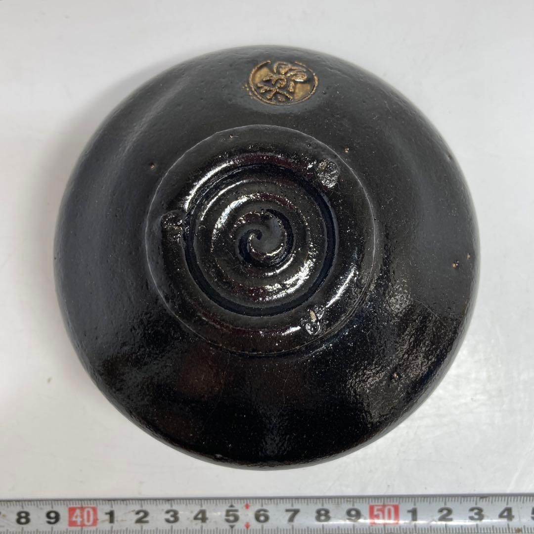 佐々木昭楽 長次郎写 黒楽茶碗 共箱 直径11㎝ 東ま5-