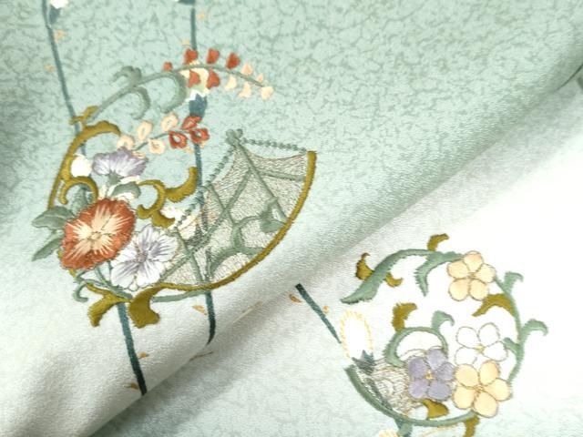 平和屋着物●訪問着　刺繍　枝蕾花唐草文　暈し染め　金彩　正絹　逸品　CAAW8025yc 平和屋着物○訪問着 刺繍 枝蕾花唐草文 暈し染め 金彩 正絹 逸品