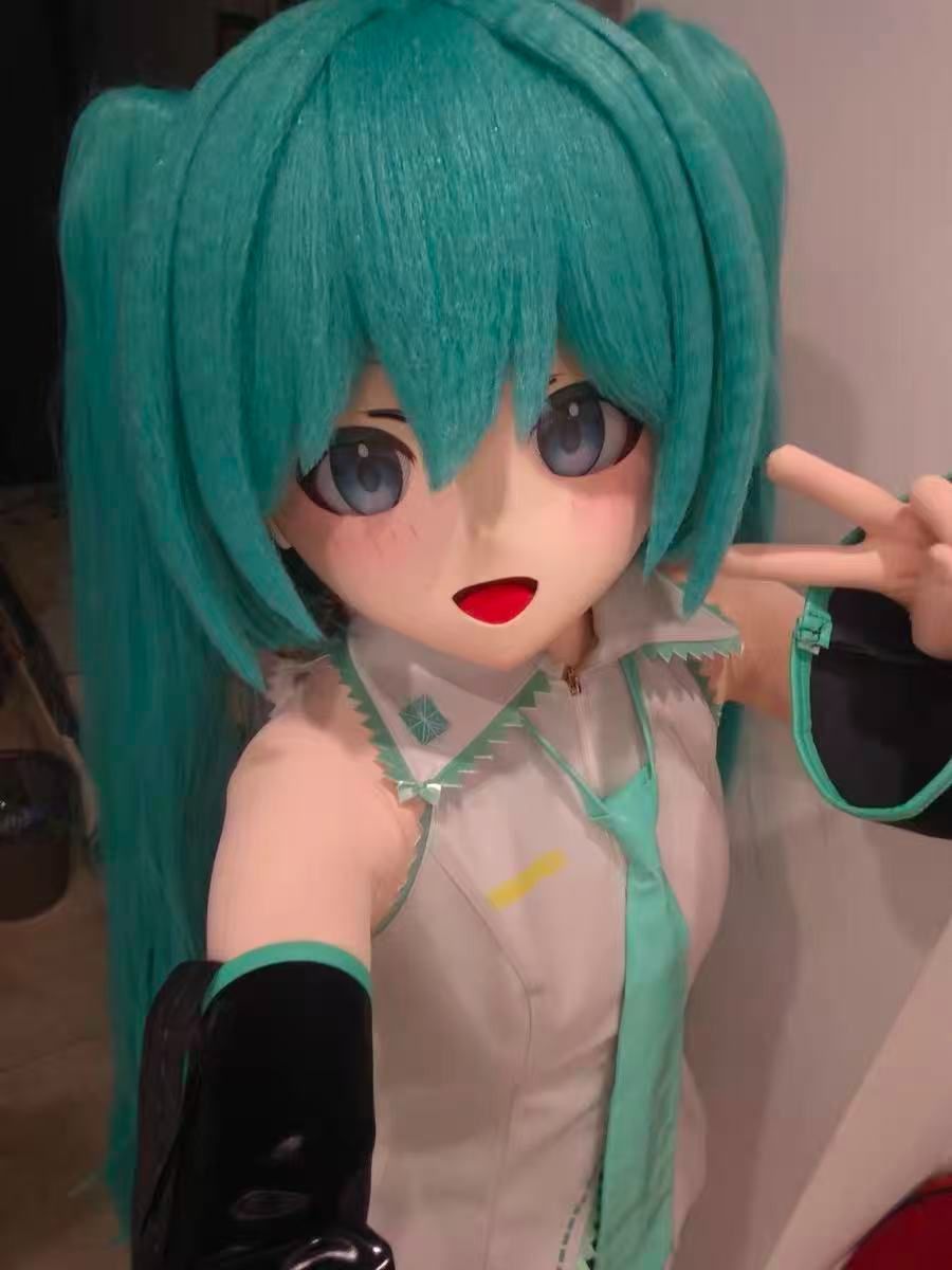在庫あり 全頭面初音ミク着ぐるみマスク鍵つき コスプレ kigurumi 在庫