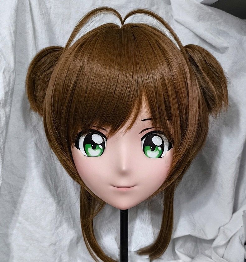 ハーフマスク ウィッグ付き 眼球付 青 樹脂製 コスプレマスク 着ぐるみ 美少女 ハーフマスク ウィッグ付き 眼球付 青 樹脂製 コスプレマスク