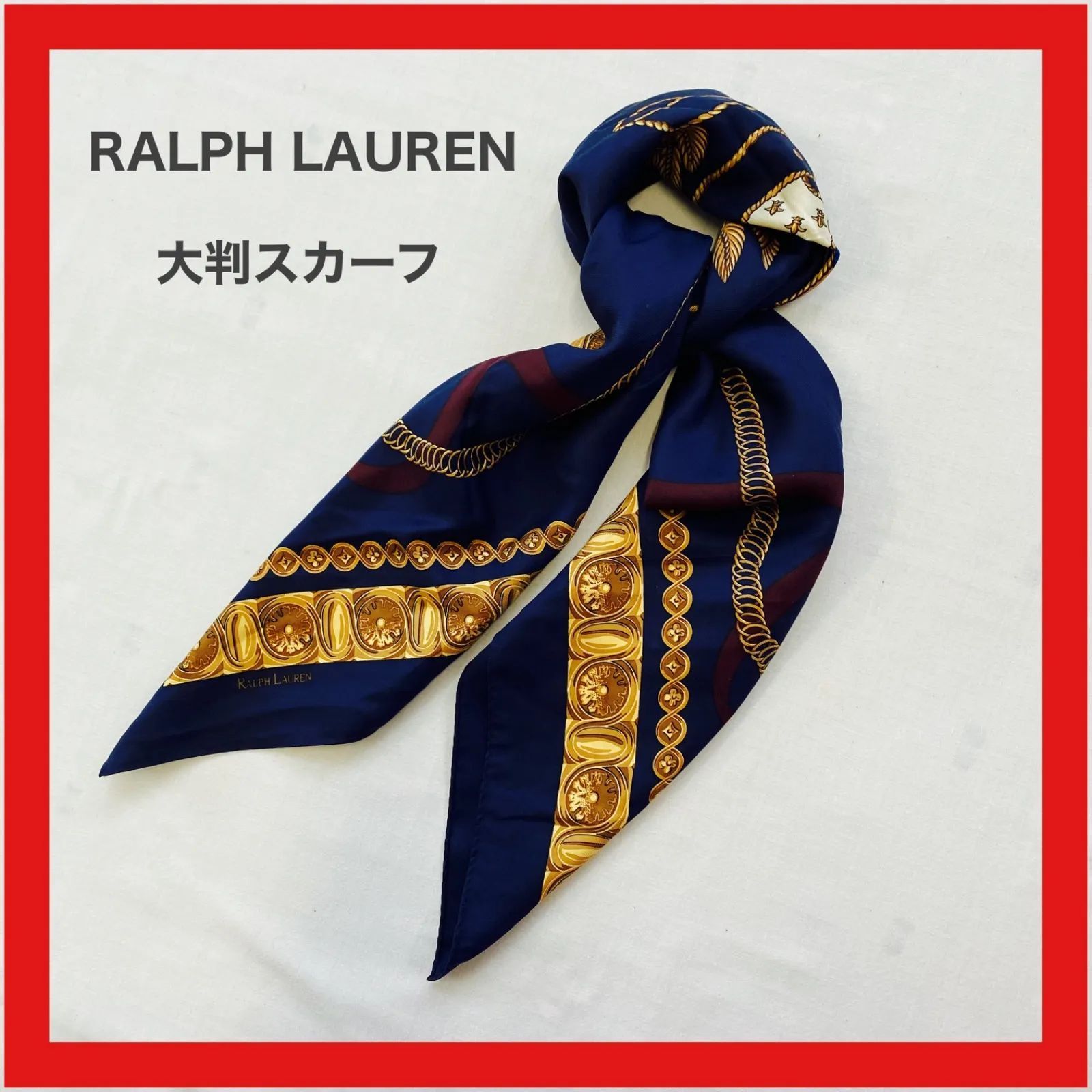 MADE IN ITALIE製 【Ralph Lauren 】シルクスカーフ RALPH LAUREN ラルフ ローレン スカーフ シルクスカーフ 大判