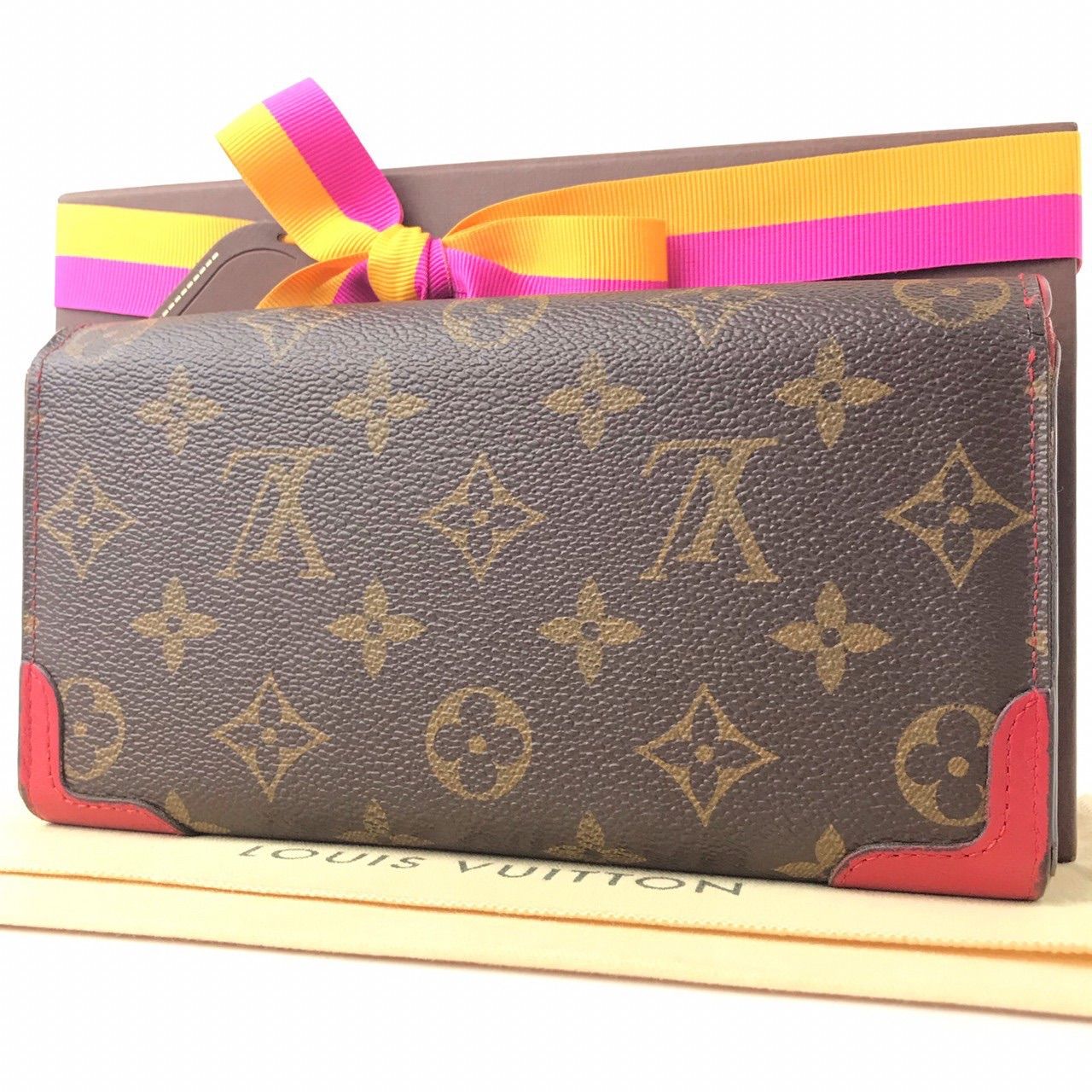 美品】【希少】ルイヴィトン☆長財布☆茶☆赤☆モノグラム☆正規品 