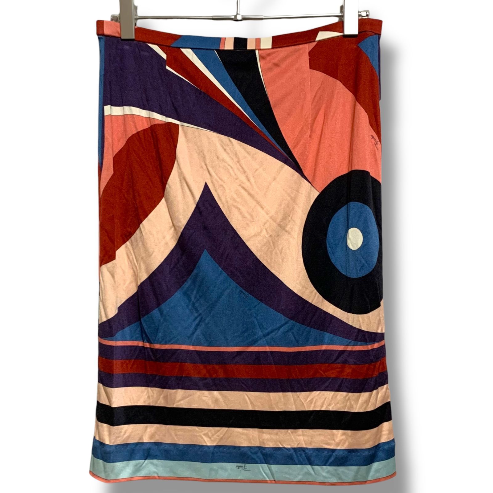 EMILIO PUCCI エミリオプッチ マルチ 幾何学柄 ロングスカート シルク イタリア製 36サイズ Sサイズ相当 レディース ヴィンテージ 上質素材 16RV26 001092H