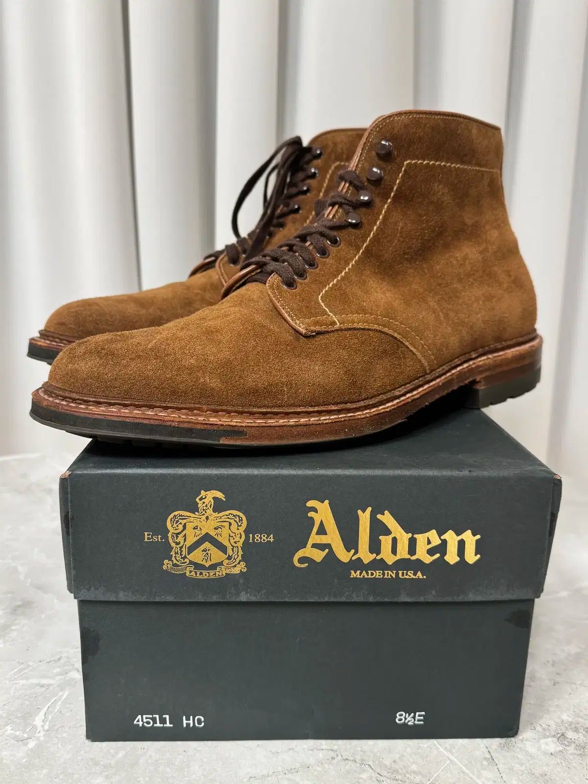  ALDEN オールデン 4511 HC 嗅ぎタバコ スエード プレイント ブーツ 8 5 ローファー ブーツ 革靴