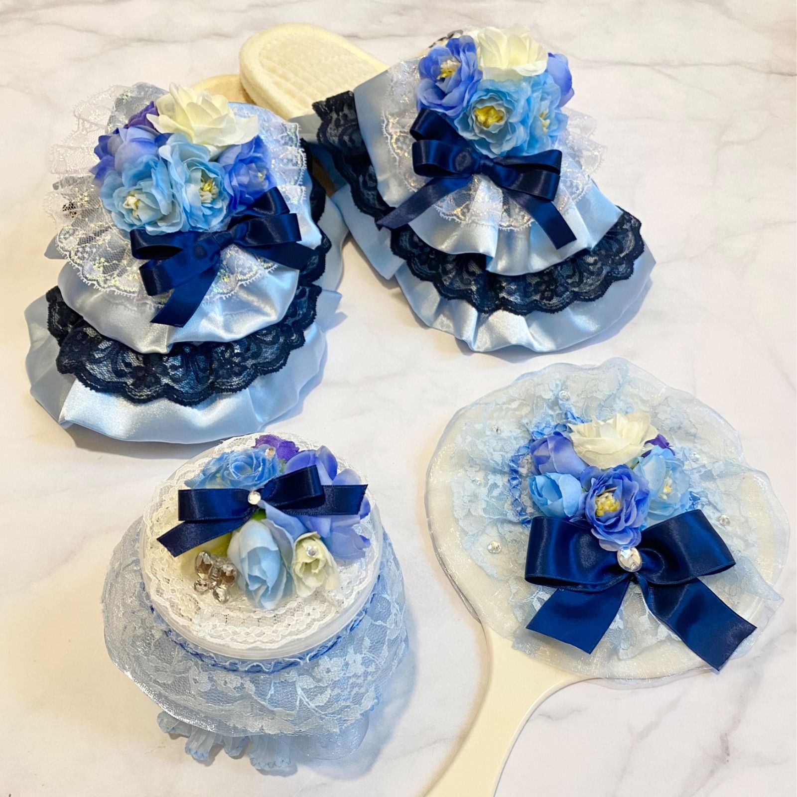 水色×ネイビー　楽屋用品3点セット【再販】