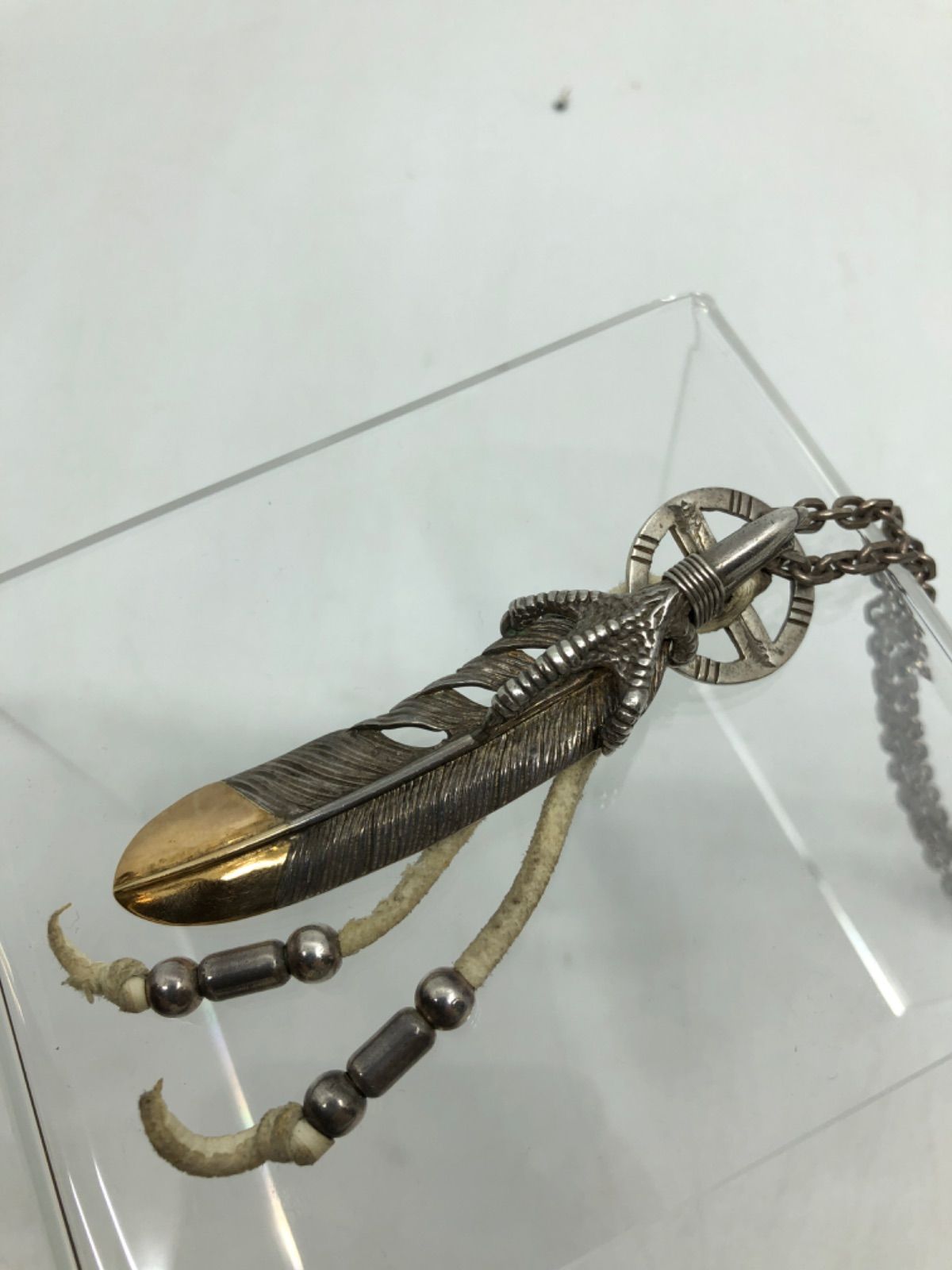 82【中古・約49cm】CHEYENNE / フェザーシルバーネックレス
