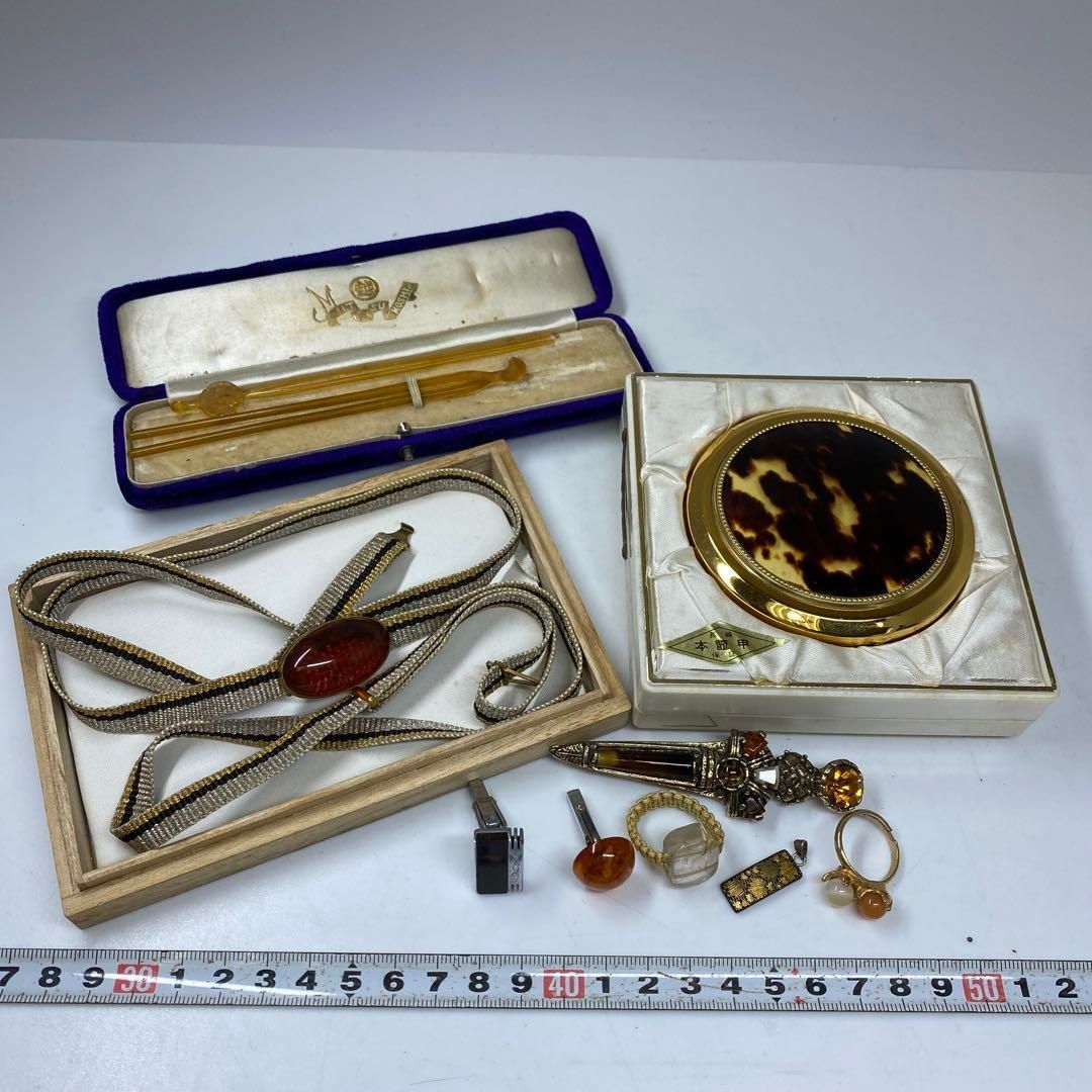 本鼈甲 コンパクト かんざし 帯留など 136g 東里6-0828ア㉕