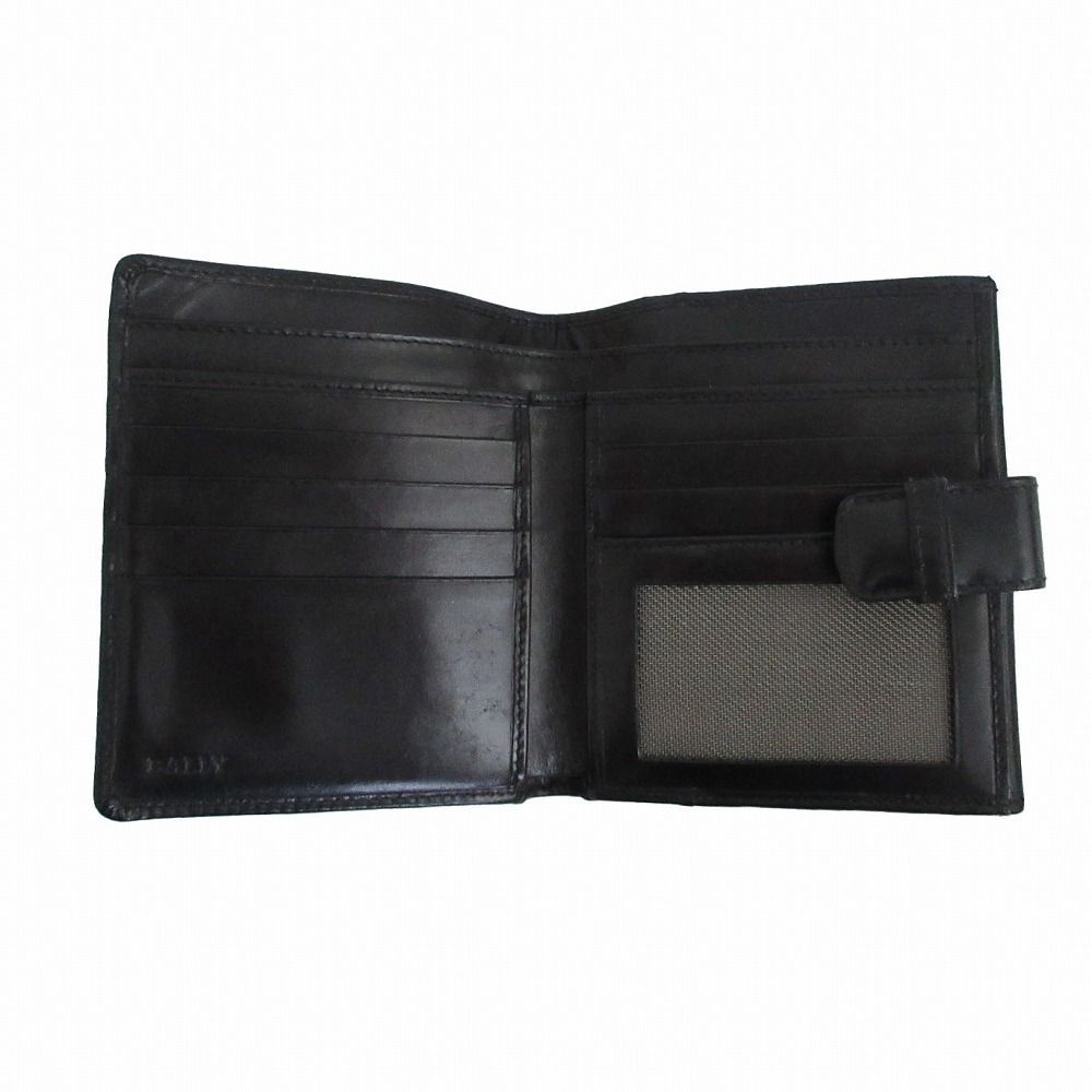 極美品】 バリー BALLY Wホック財布 ロゴ ブラック