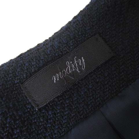 モディファイ Modify ワンピース スーツ ツイード セレモニー 長袖 ノー ジャケット 長袖 ワンピース L 42 M 40 黒 ブラック 紺 ネイビー SIROKUMA-CORPORATION_COM