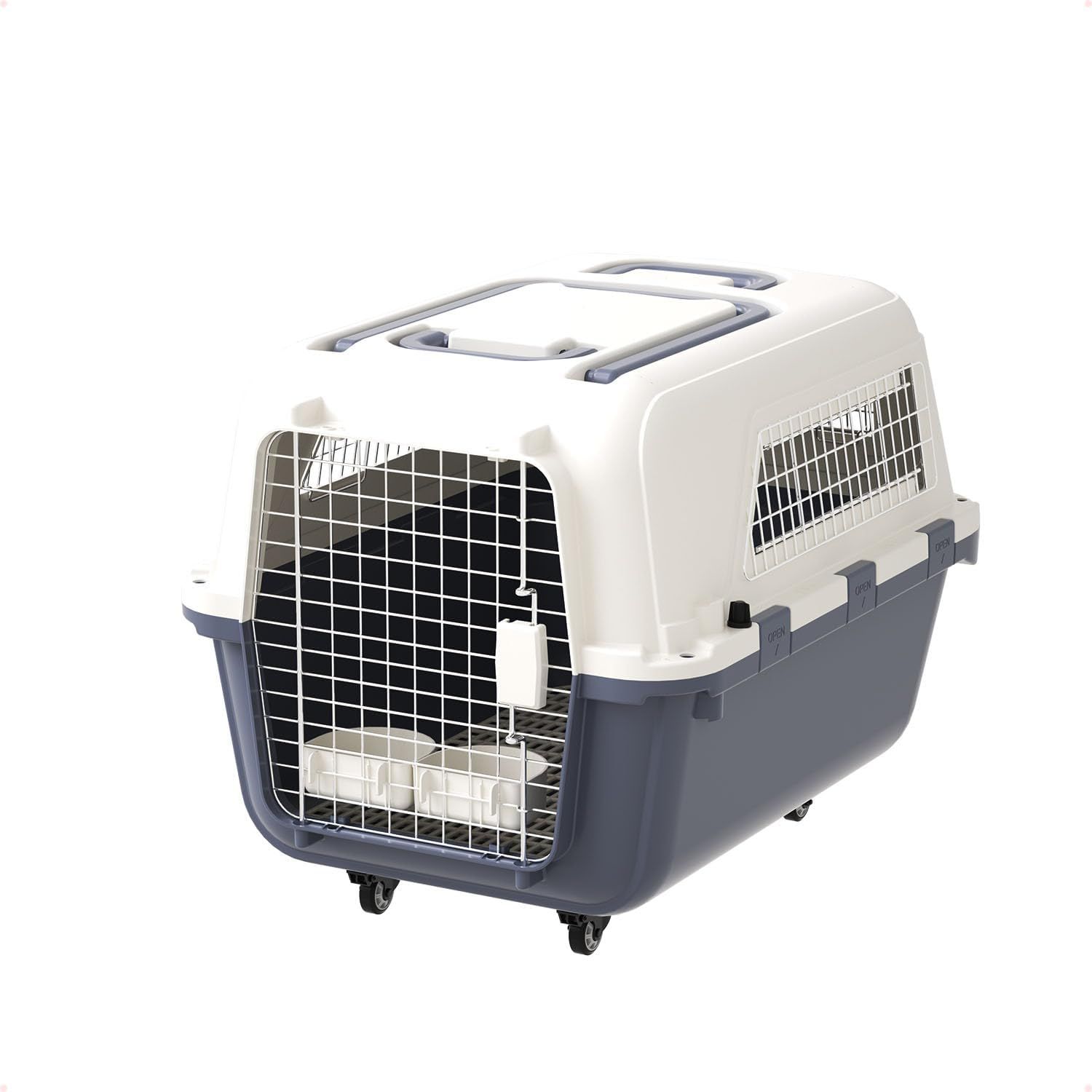 AooChonWoo ペットキャリー 大型犬用キャリー 車 電車 航空会社用キャリー プルハンドル付き 頑丈で耐久性があり 組み立てが簡単