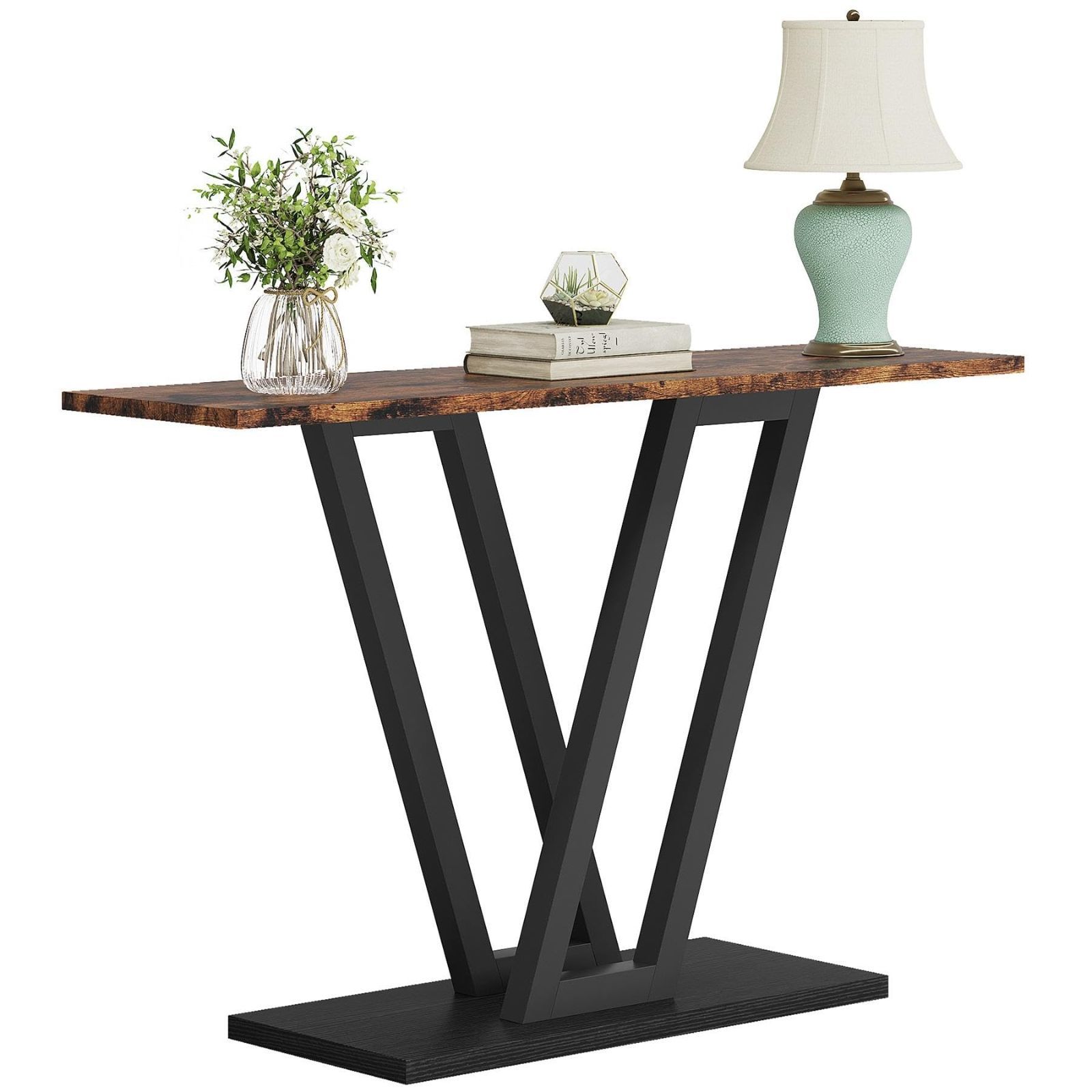 飾り棚 サイドテーブル 玄関テーブル 約W110×D30×H86cm ソファー裏 コンソールテーブル Tribesigns