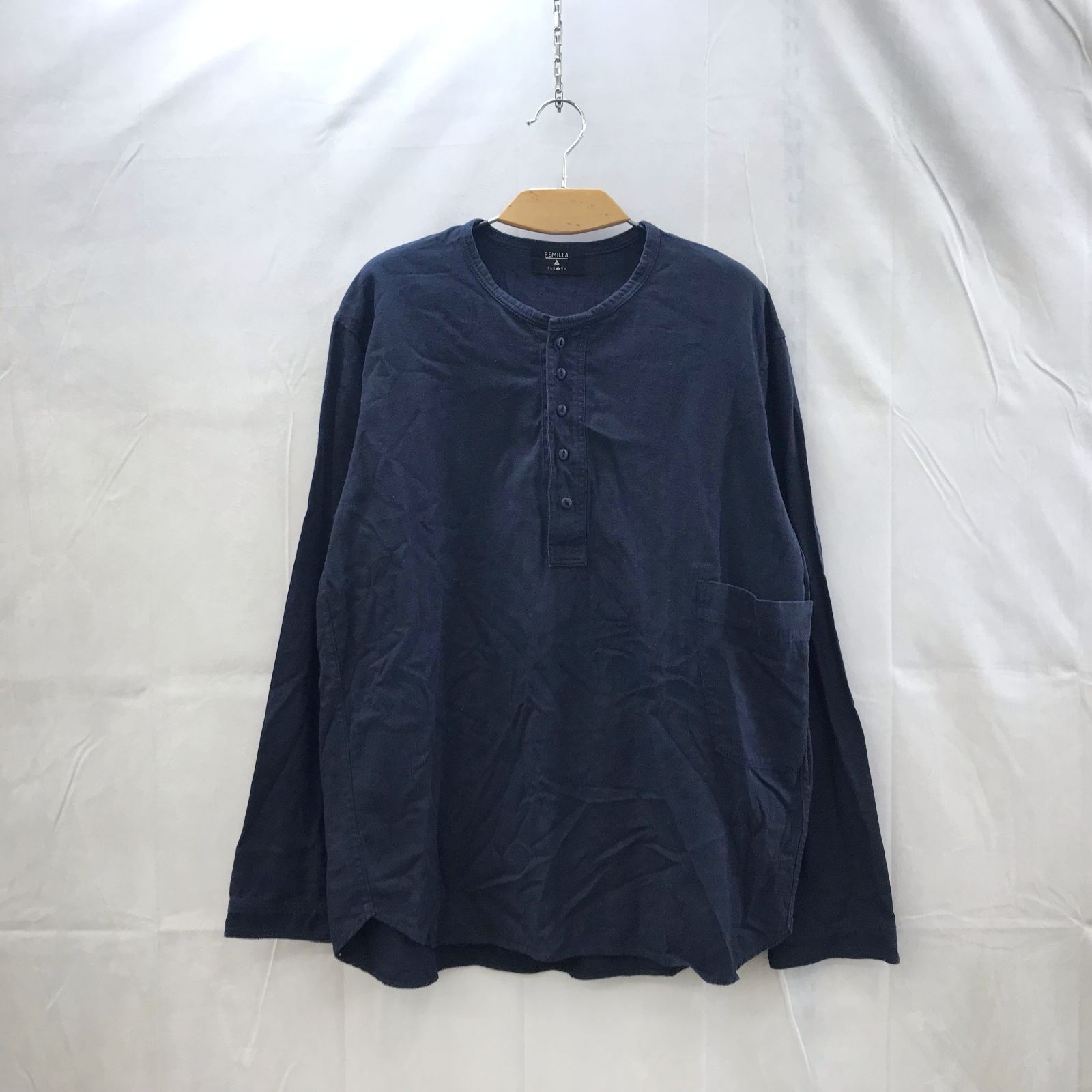 REMILLA レミーラ ヘンリーネックシャツ XL ネイビー 長袖 REMILLA レミーラ ヘンリーネックシャツ XL ネイビー 長袖