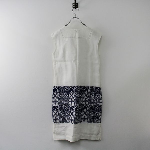 ミナペルホネン ランドリー log 刺しゅうノースリーブワンピース 36 ミナペルホネンランドリー mina perhonen laundry log 刺しゅう