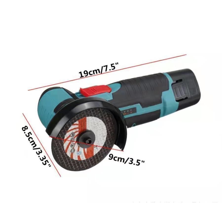 ディスクグラインダー充電式ミニコードレス型ハンドヘルド切断機軽量化76mm19500rpm超高速型バッテリー1個付き家庭用金属切断木工切断研磨
